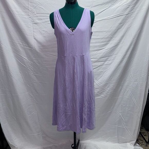 A New Day Lilac Purple Ribbed Summer Midi Dress | Sz L - Picture 2 of 7